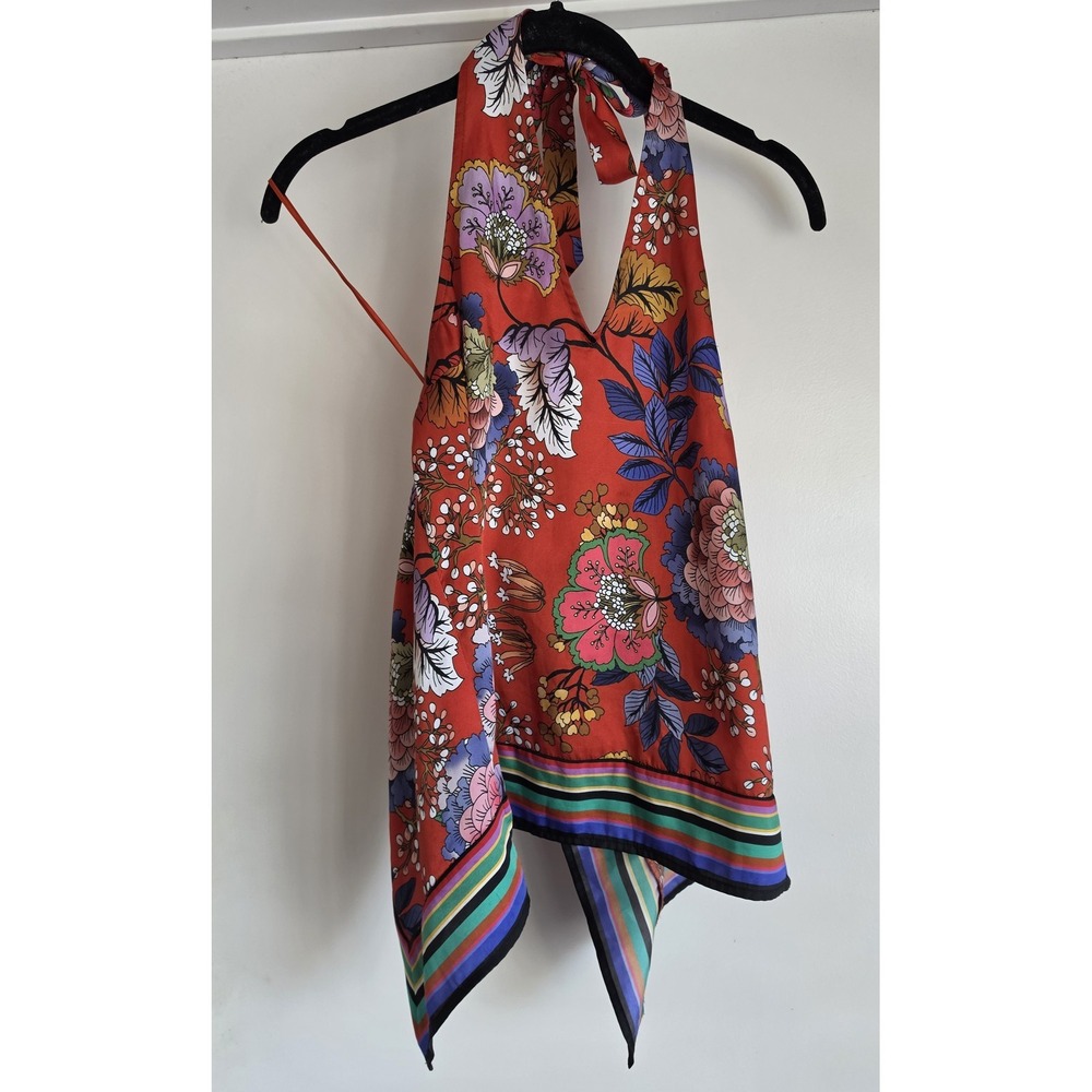 Express Red Floral Bandana Halter Top
